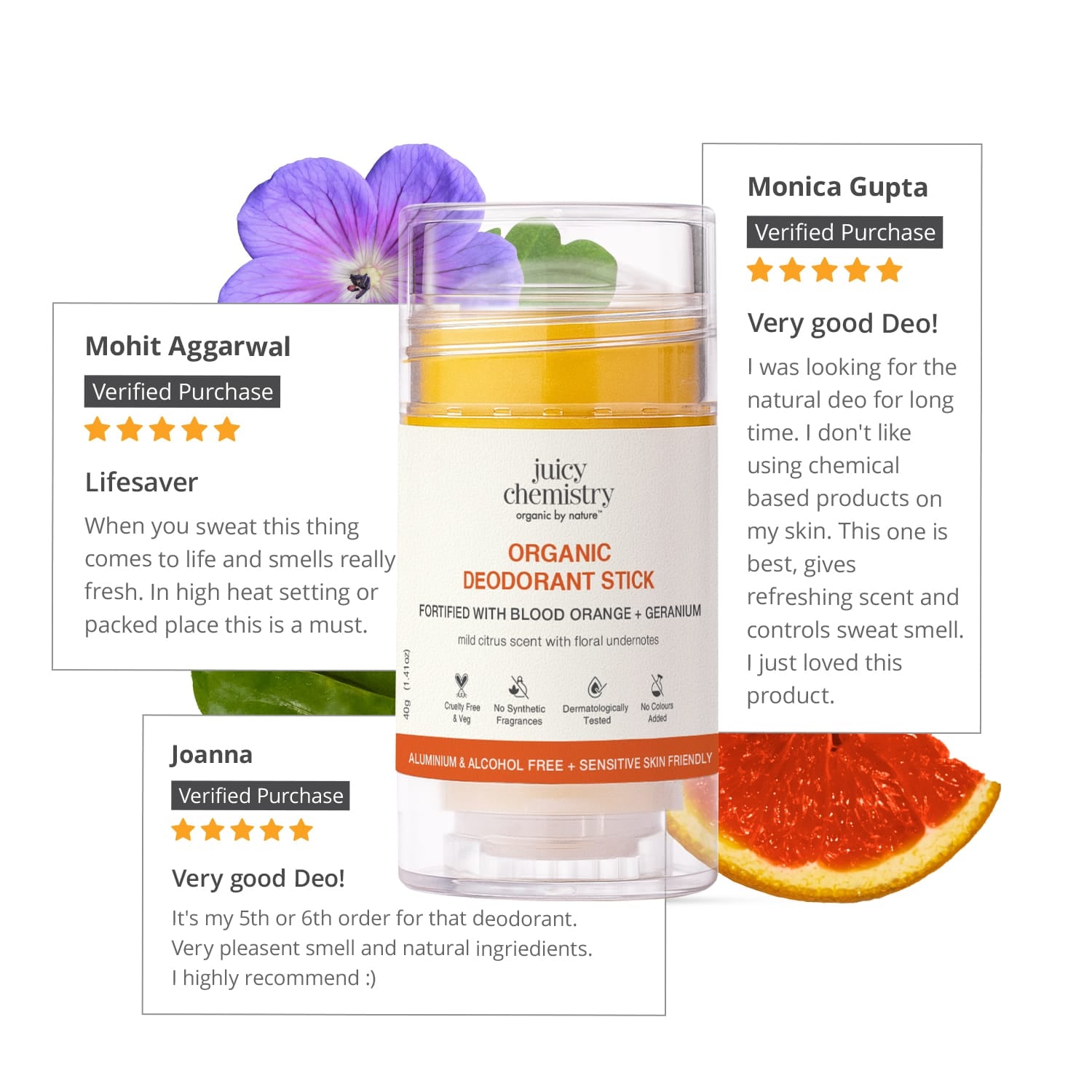 Organic Deodorant Fortified with Blood Orange + Geranium