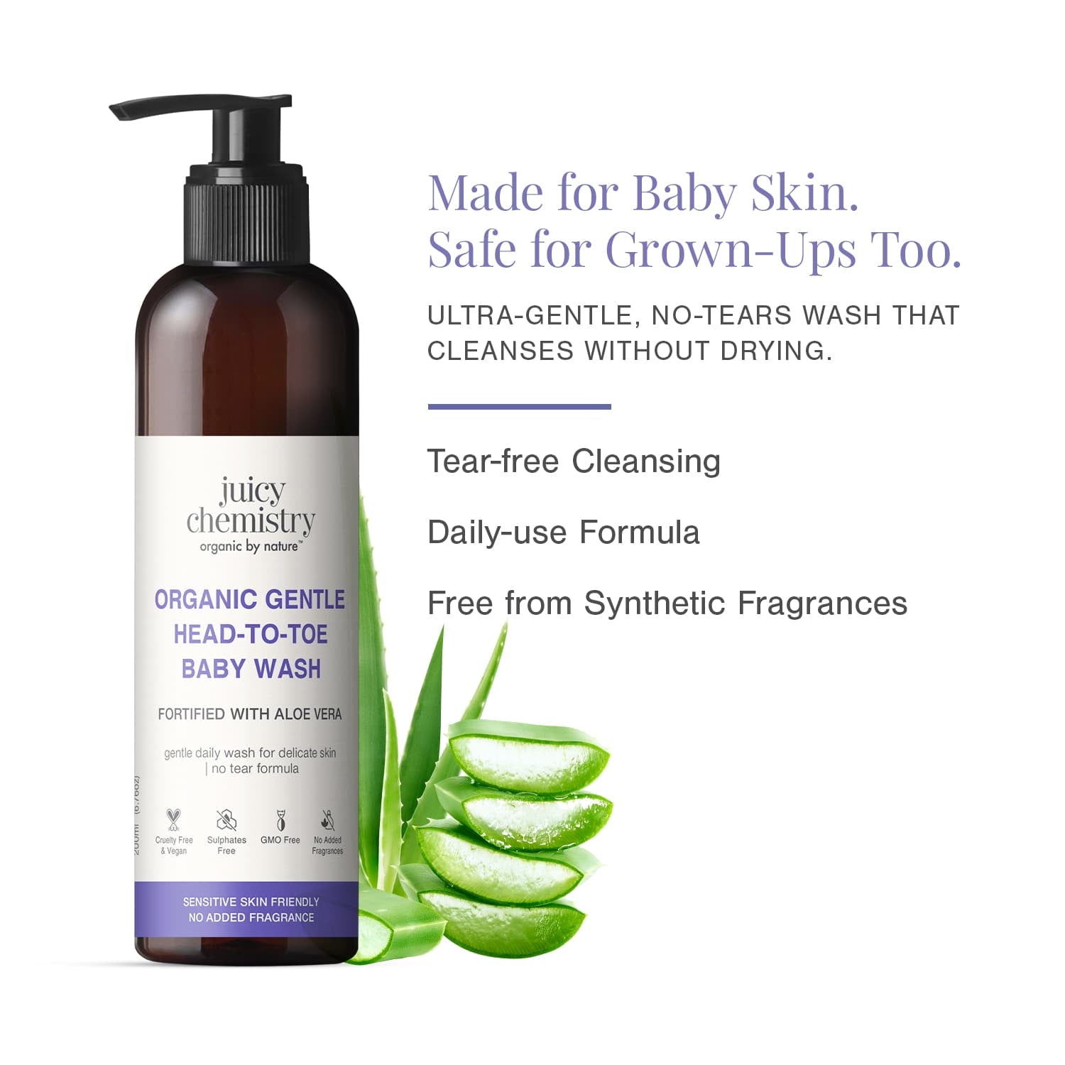 Organic Gentle Head-to-Toe Baby Wash Fortified with Aloe Vera