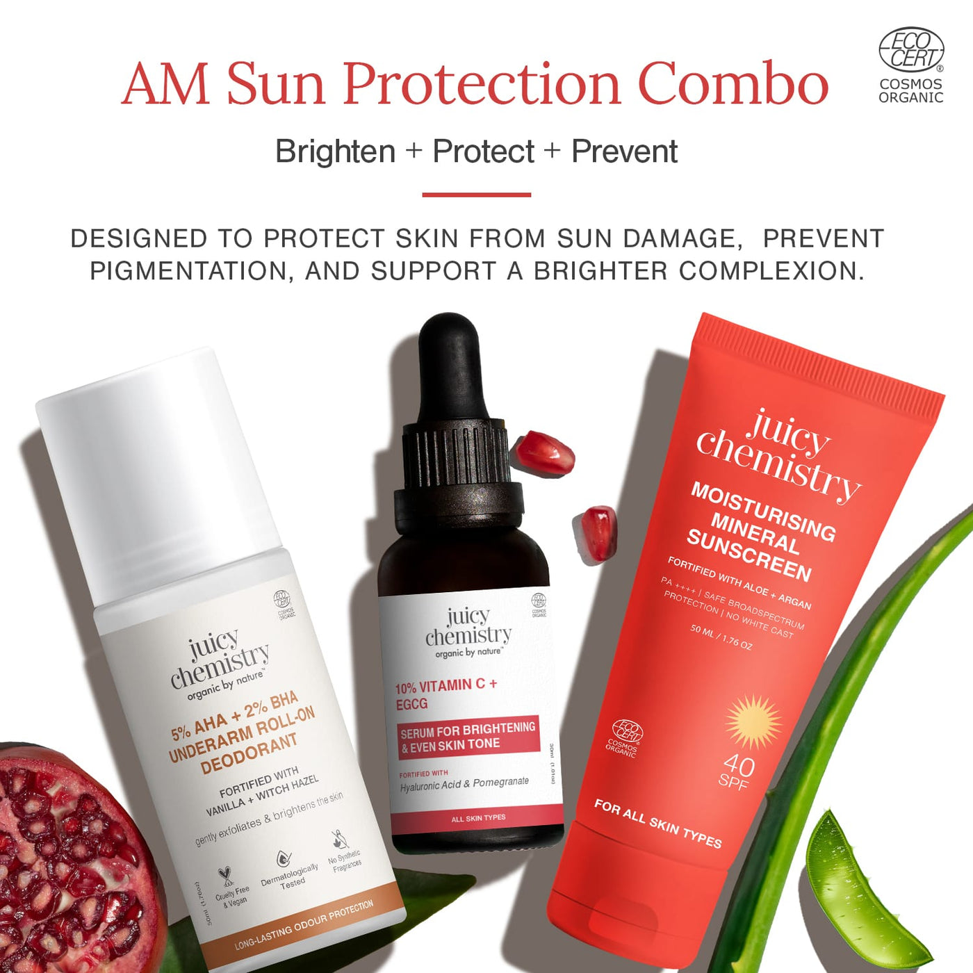 AM Sun Protection Kit | Brightening, UV Protection & Odour Control Skincare Set