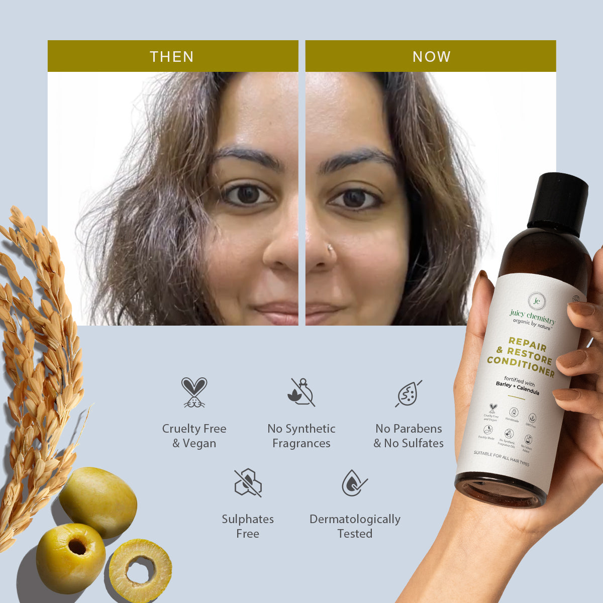 Repair and Restore Organic Hair Conditioner - Before and After