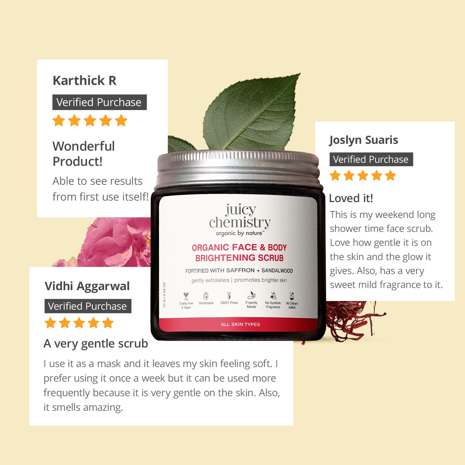 Saffron, Rose and Australian Sandalwood Face Scrub