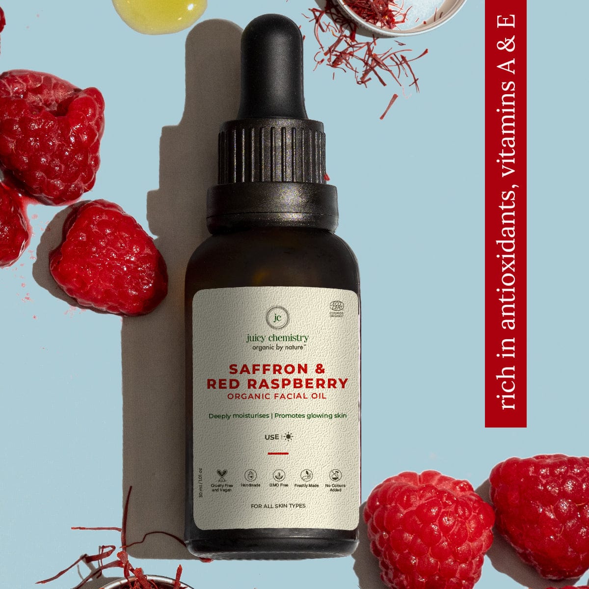 Saffron and Red Raspberry Organic Oil for Face