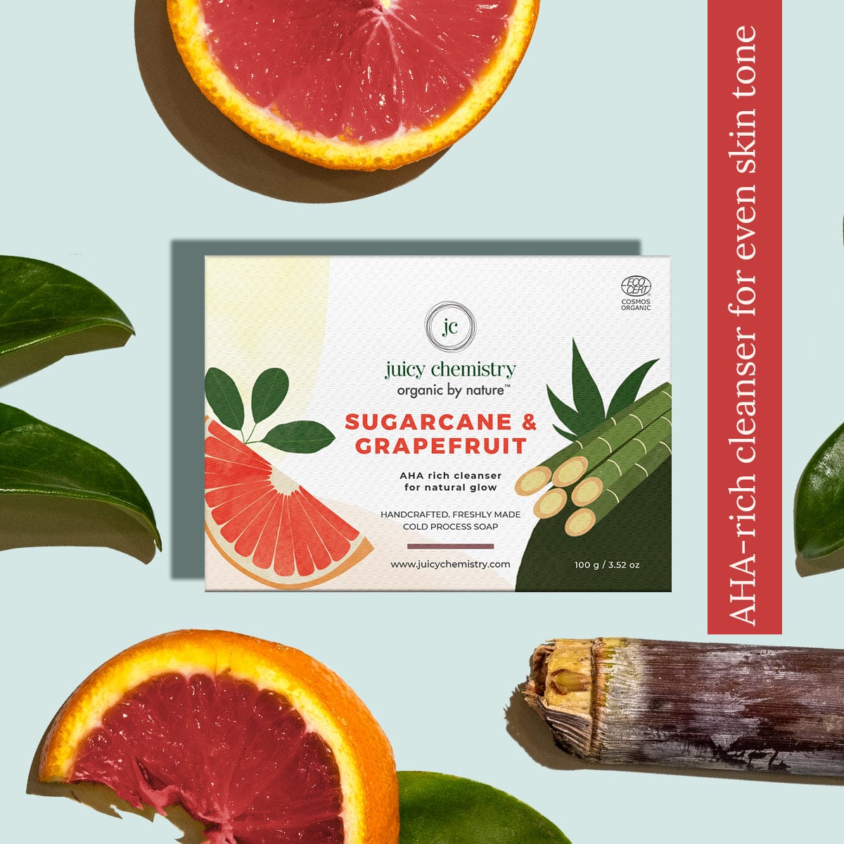 Sugarcane Grapefruit Organic Face Body Soap