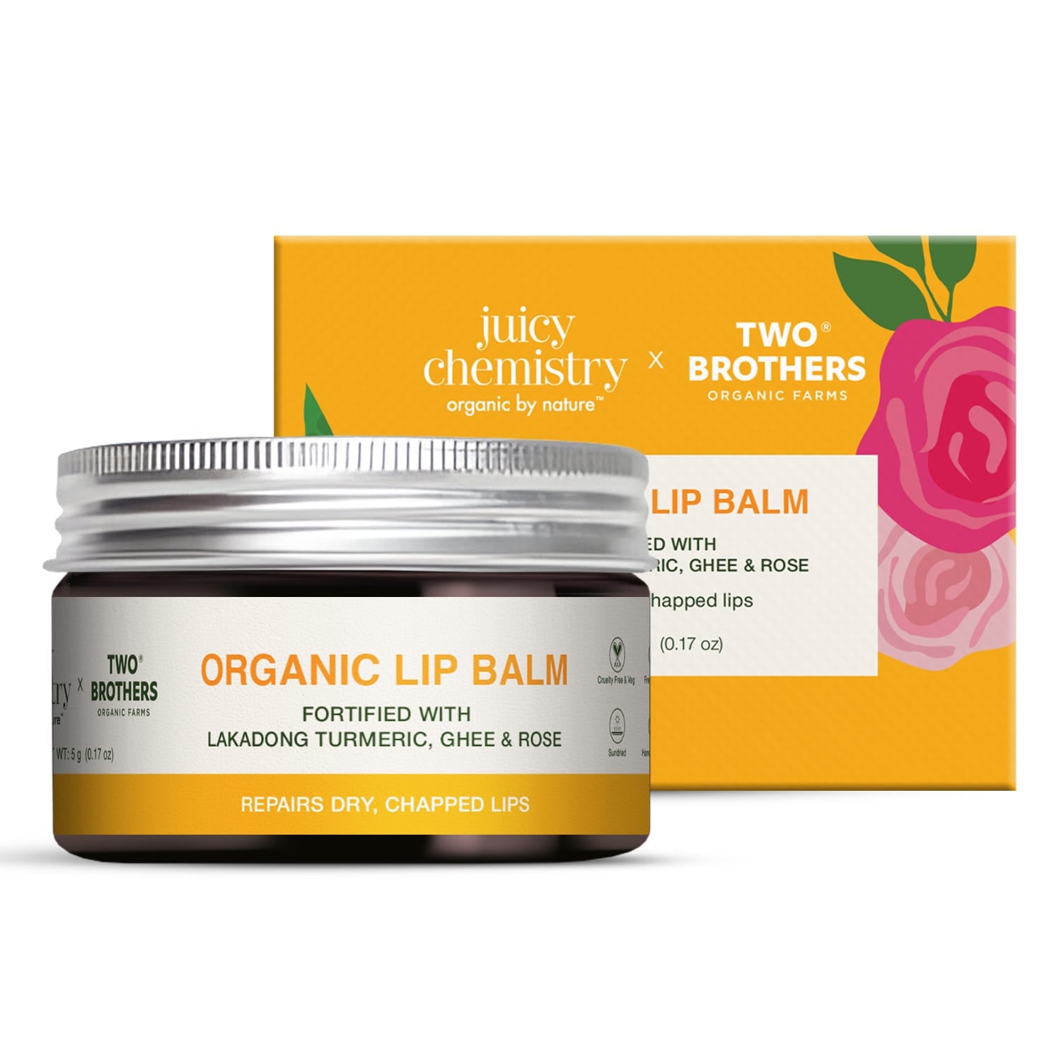 Organic Lip Balm Fortified with Lakadong Turmeric, Ghee & Rose