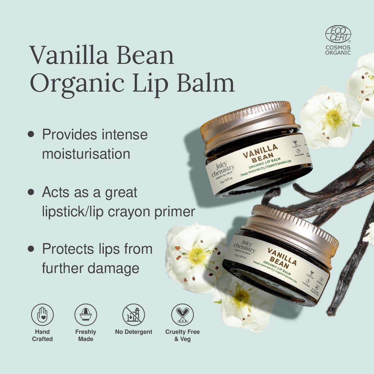 Vanilla Bean Organic Lip Balm - Product Benefits