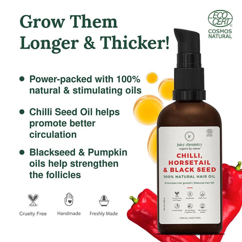 Organic Chilli Horsetail & Black Seed Oil for Hair Regrowth